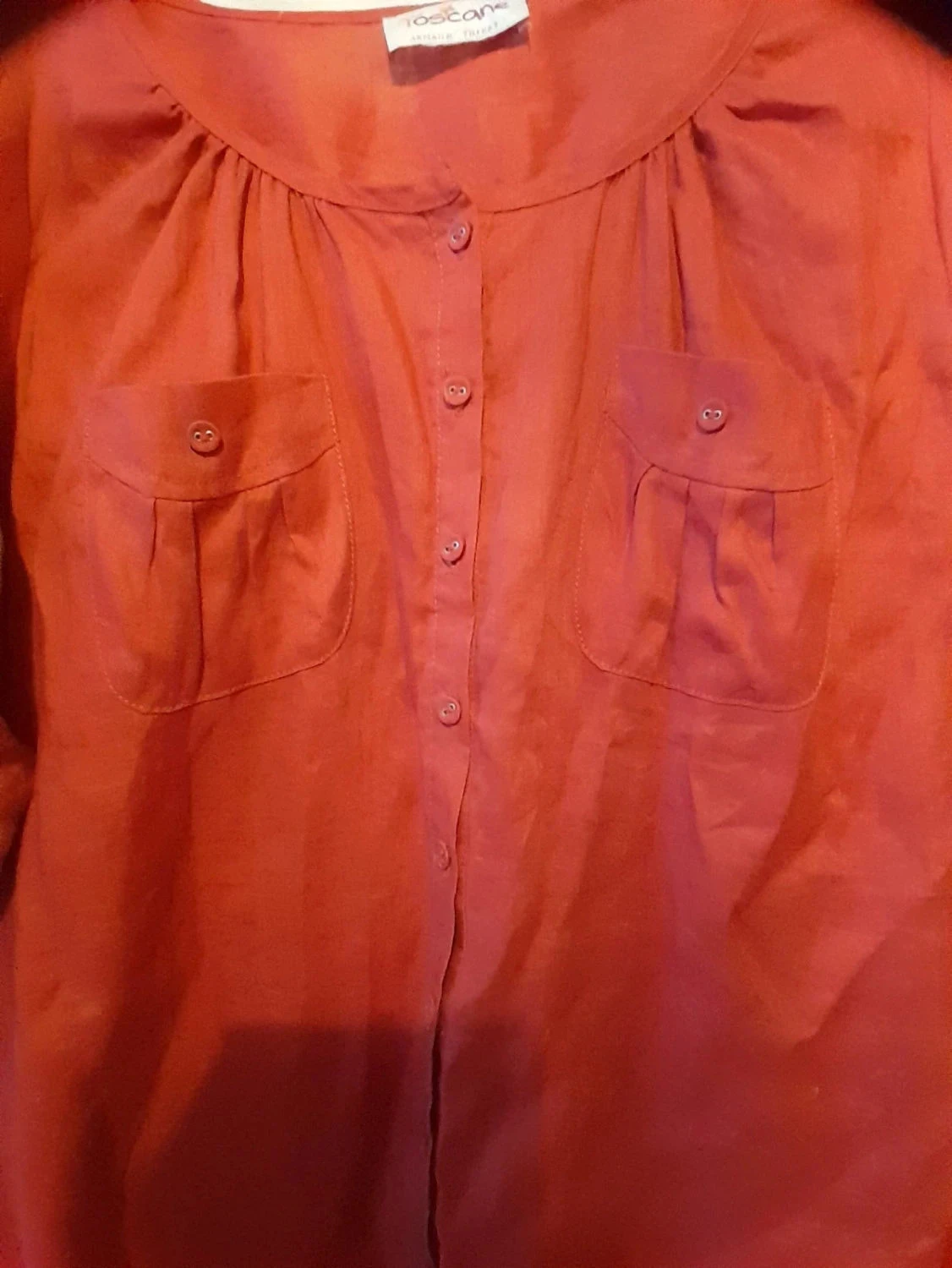 Blouse, chemisier van 100% linnen, kleur Rood, Maat 50, Merk Armand Thiery – photo 3